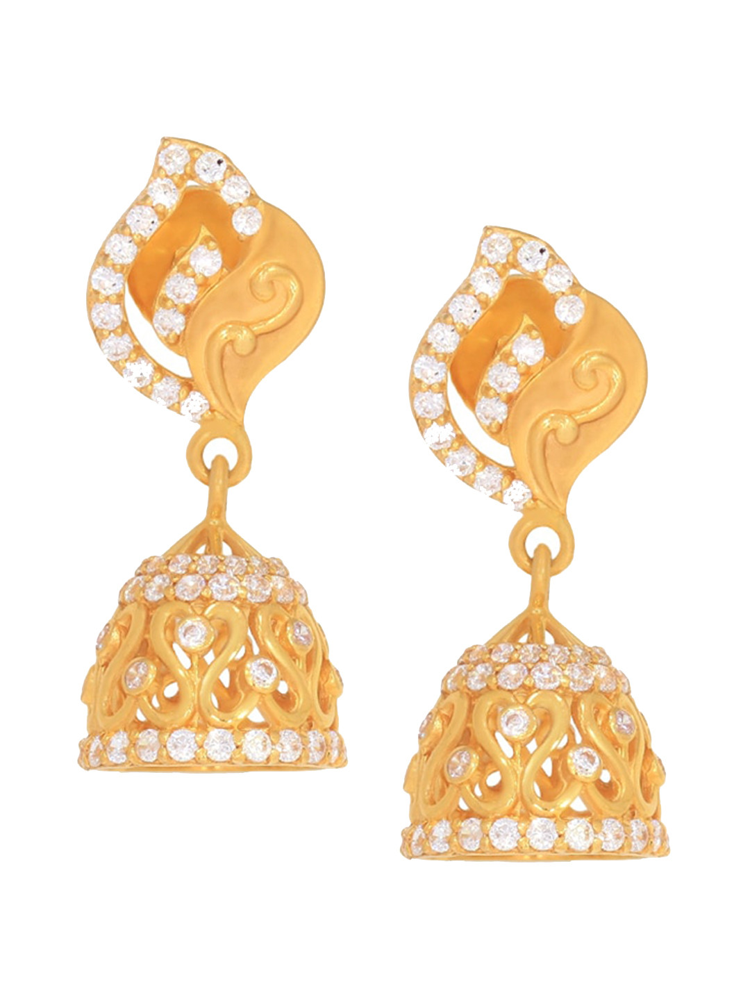 BHIMA 22K Hallmark 916 Purity Yellow Gold White Stone Jumkka