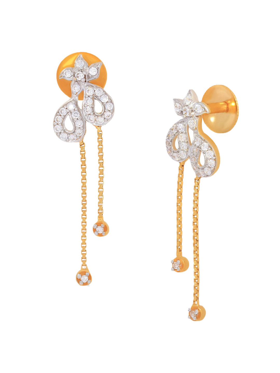 BHIMA Jewels 22K Hallmark 916 Purity Yellow Gold White Stone Drops