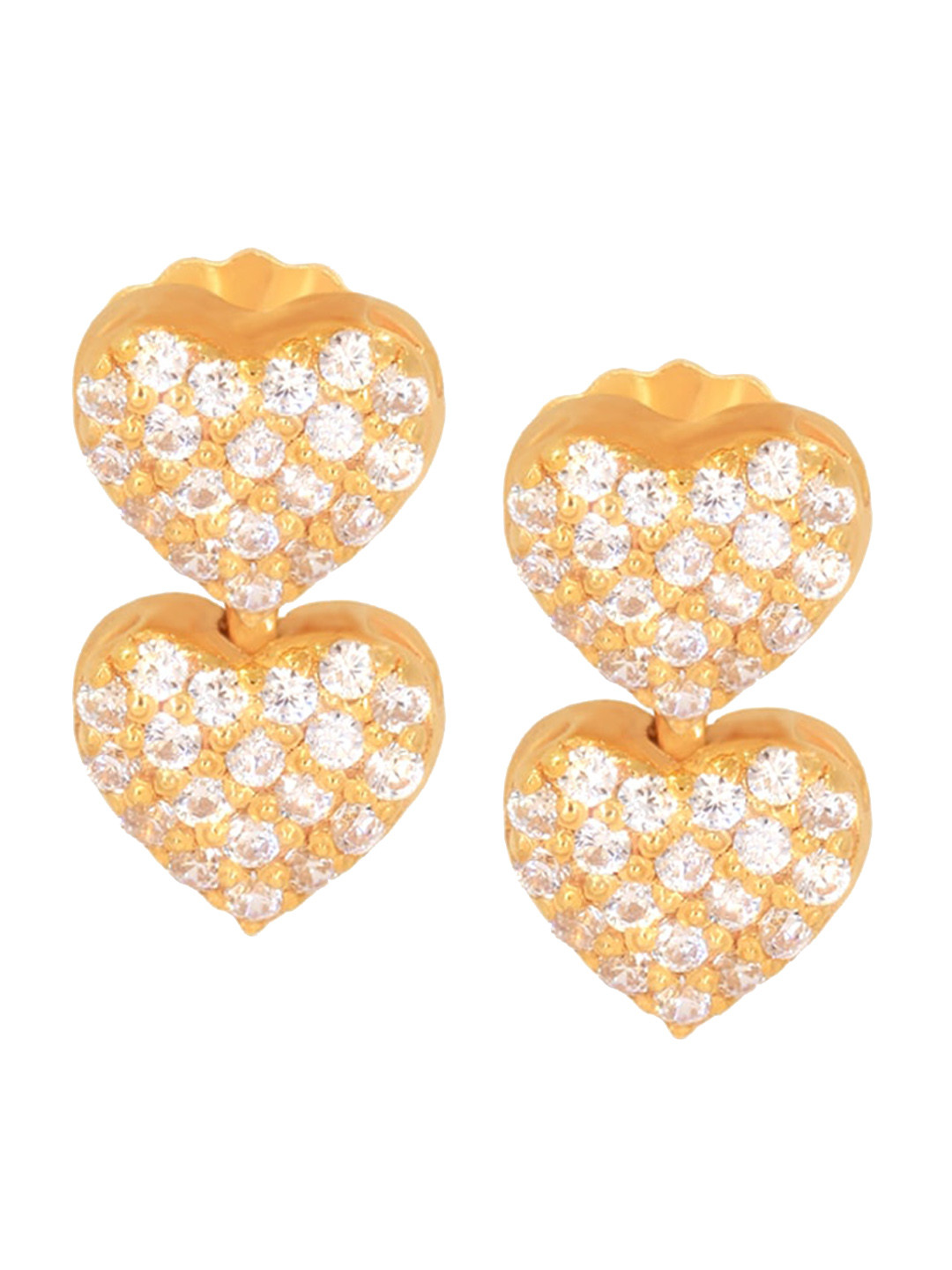 BHIMA 22K Hallmark 916 Purity Yellow Gold White Stone Heart Drops