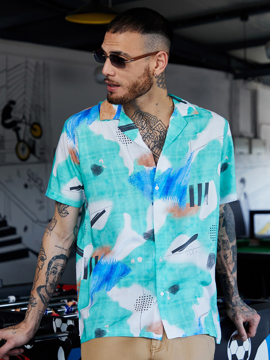 Campus Sutra EcoLiva Abstract Strokes Shirt