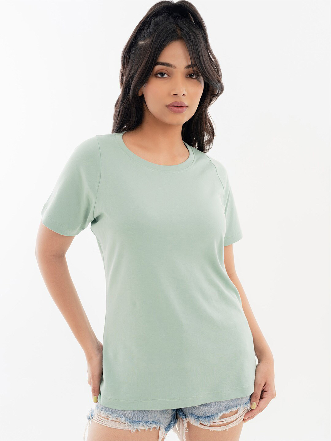 Halff Grey Premium Cotton Round Racer Neck Raglan Sleeves T-shirt