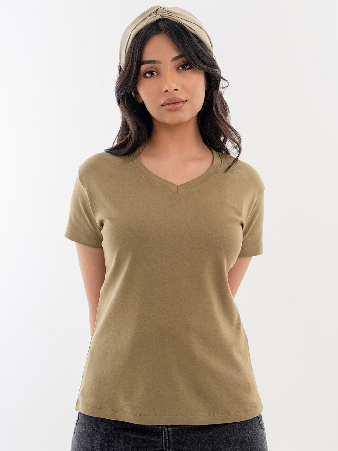 Halff Grey Premium Cotton V-Neck T-shirt