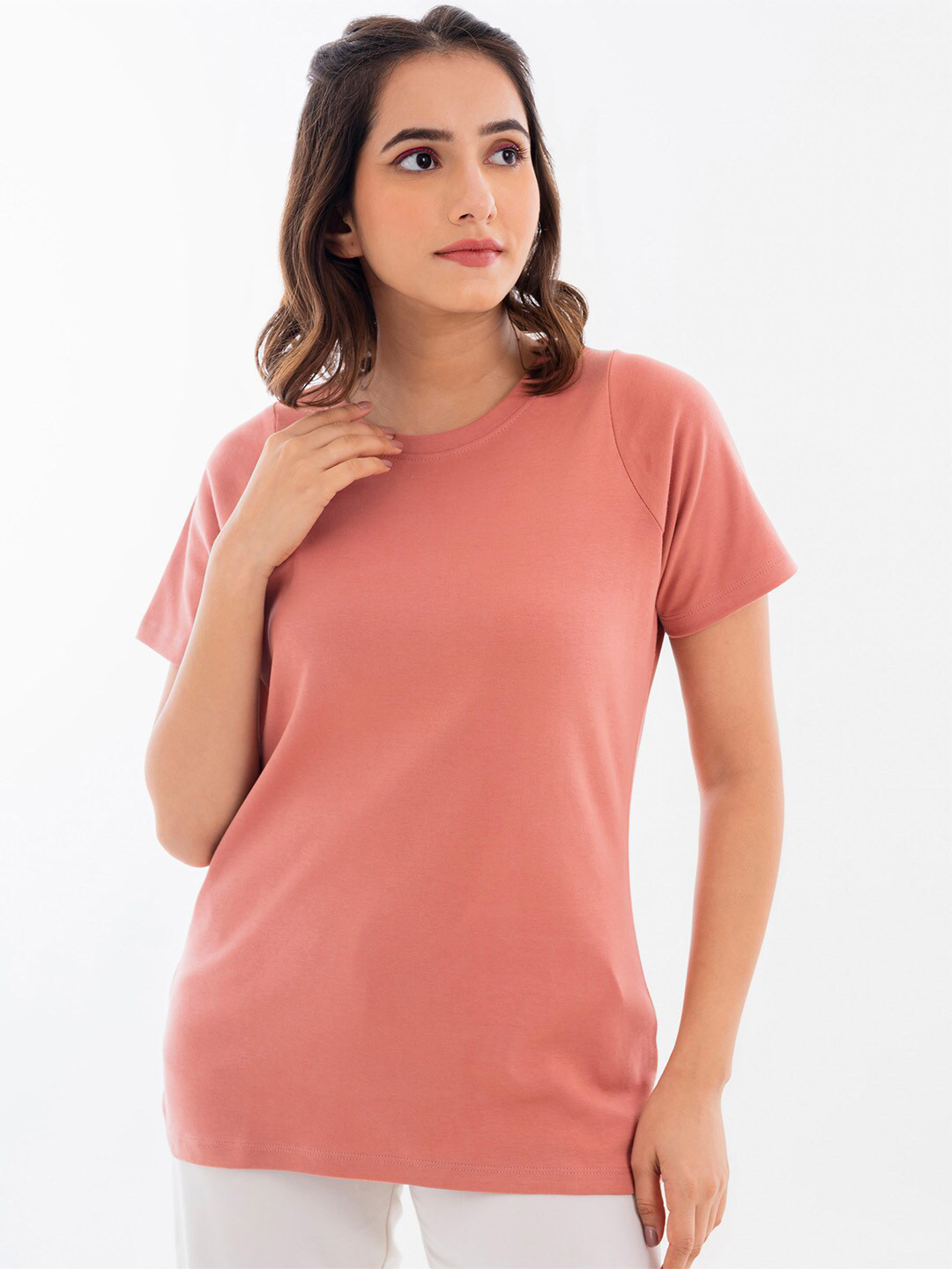 Halff Grey Premium Cotton Round Racer Neck Raglan Sleeves T-shirt