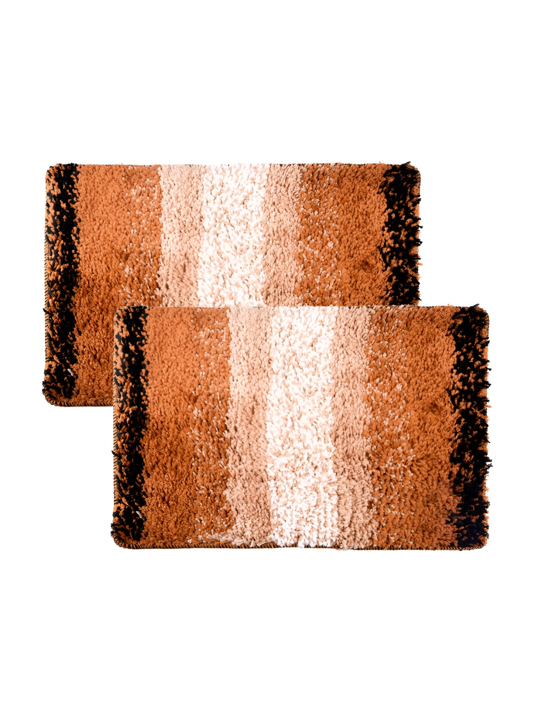 Kuber Industries 2Pcs Cream-Colored & Brown Self-Design Dust Trapper Mat