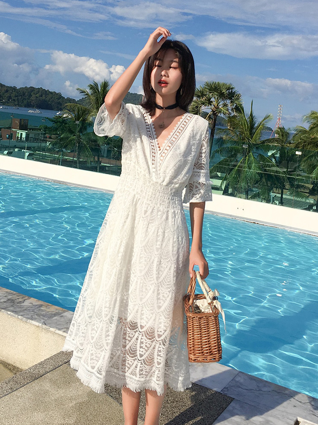 JC Mode Flutter Sleeve A-Line Dress