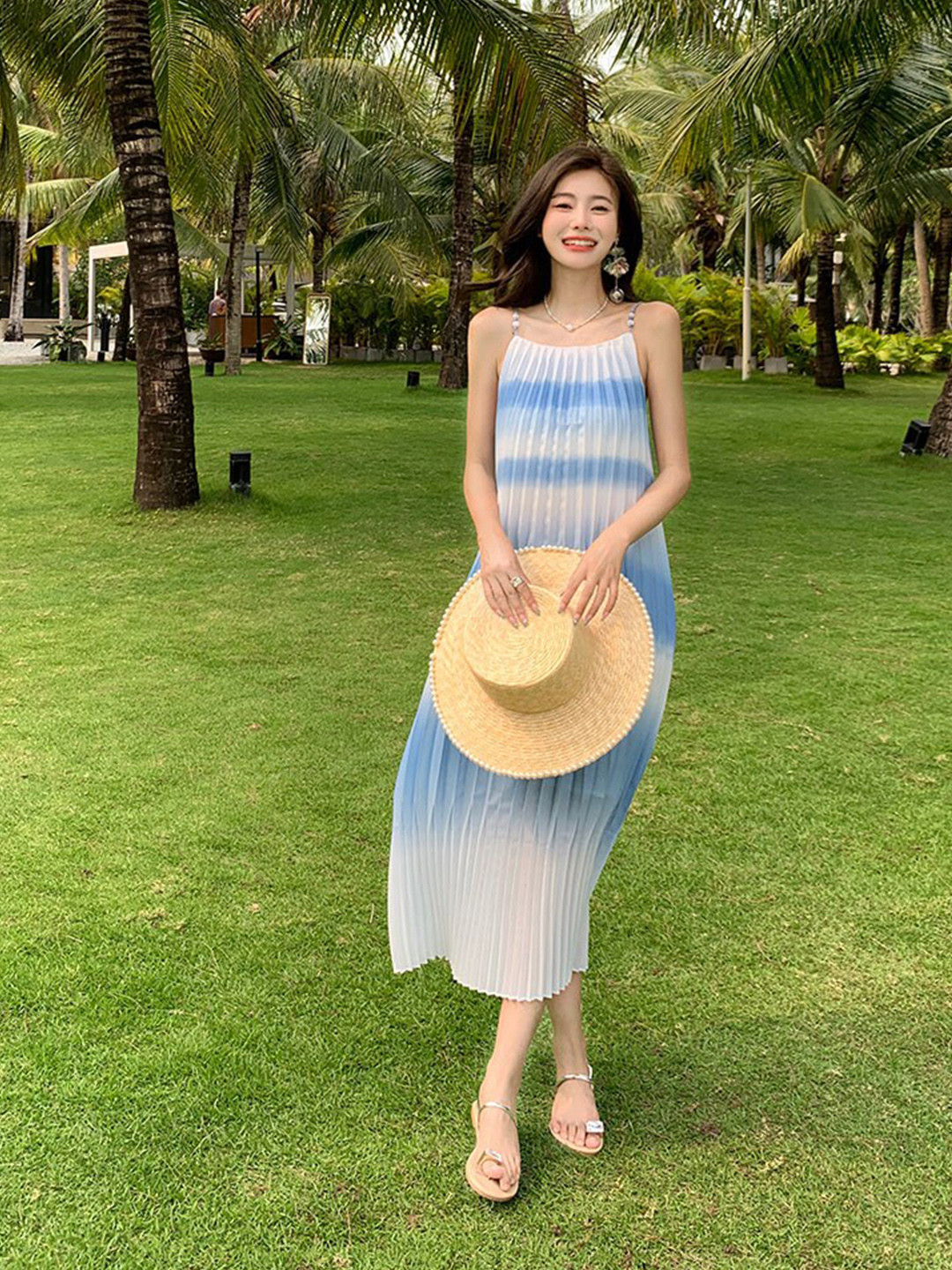 JC Mode Shoulder Straps Maxi A-Line Dress