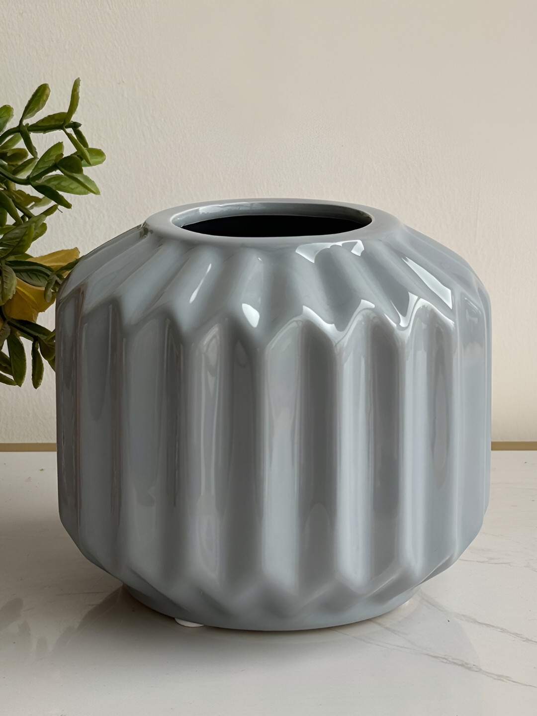 Art Street Grey Modern Geometric Designed Decorative  Ceramic Vase