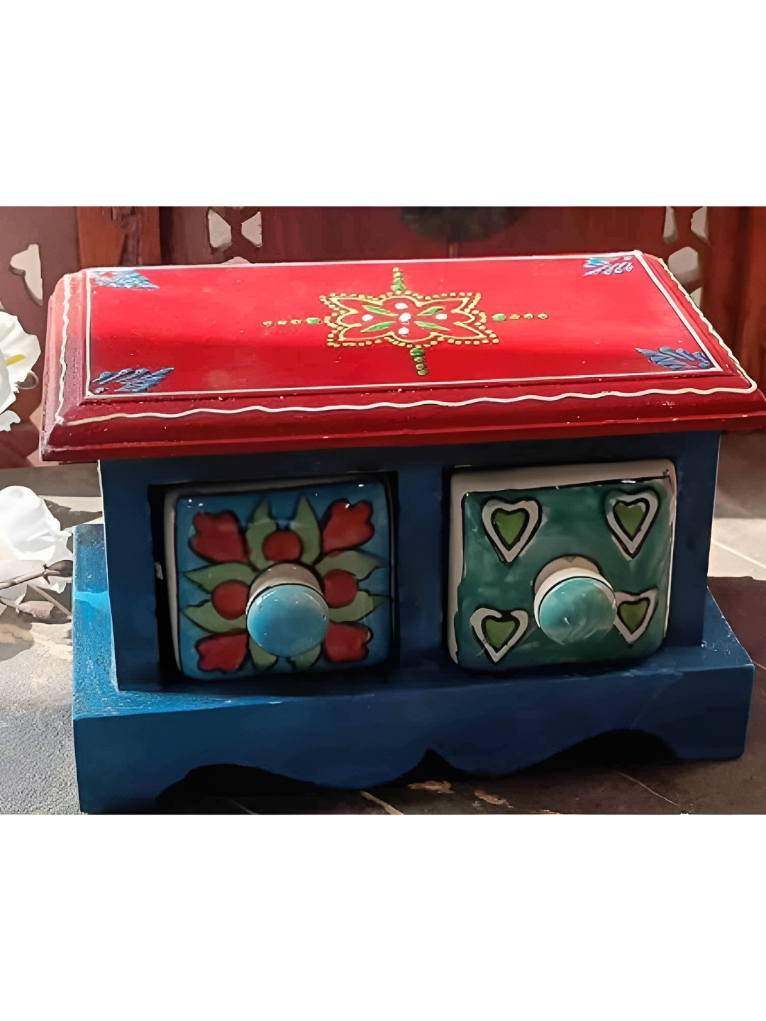INDIA MEETS INDIA Red Set of 2 Regular Jewellery Organiser Organisers