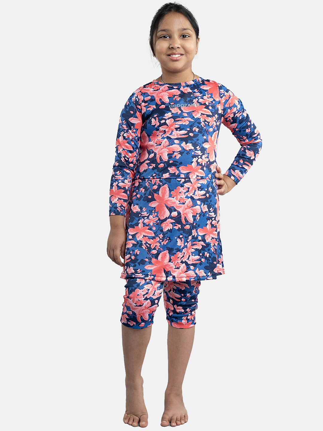 KiddoPanti Girls Printed Long Sleeves Swim Dress