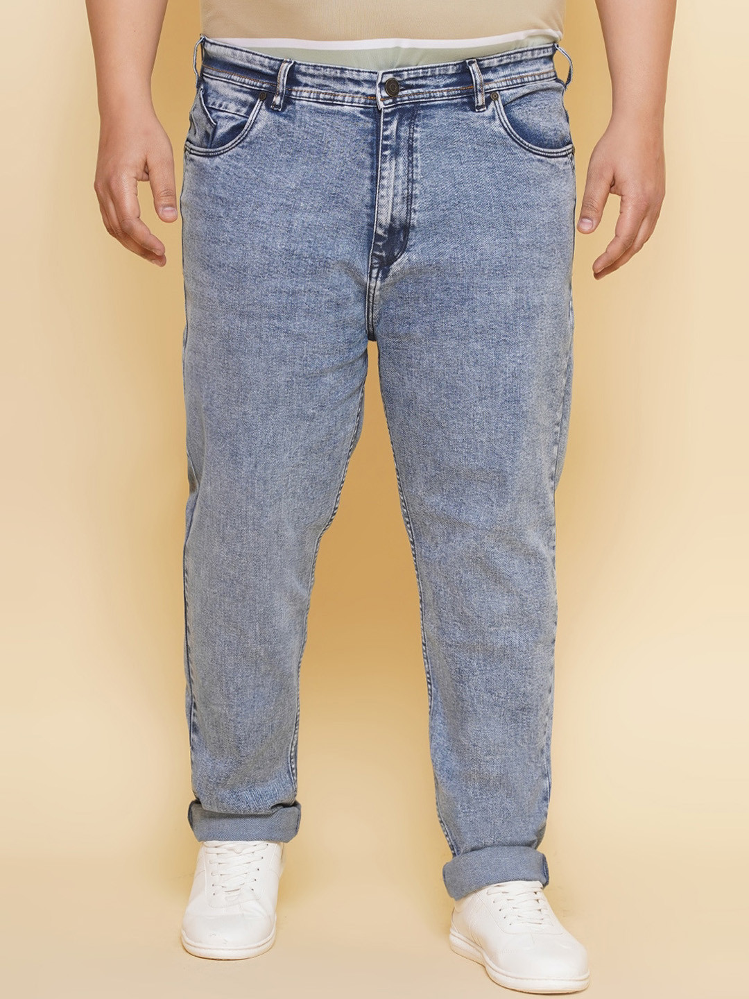 John Pride Men Low-Rise Heavy Fade Stretchable Jeans