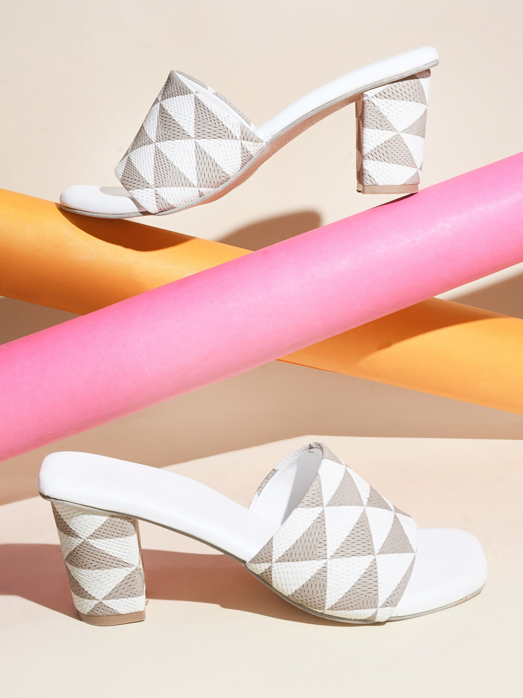 Try Me Women Printed & Textured Block Heeled Sandals