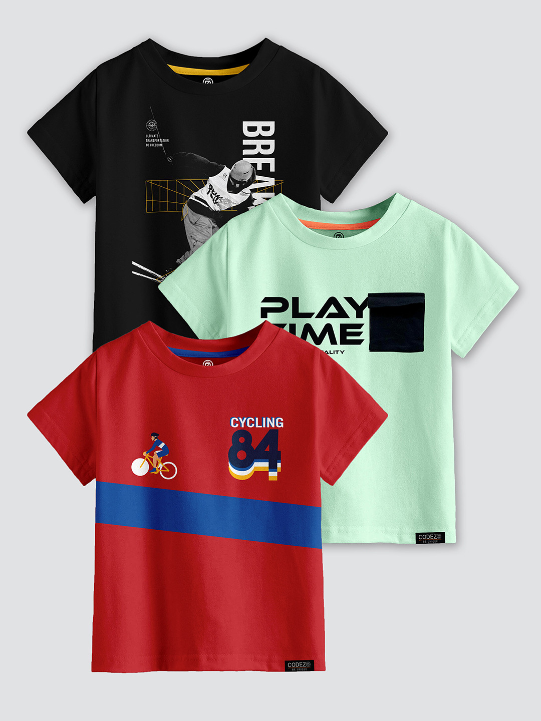 CODEZ Boys 3 Printed Applique T-shirt