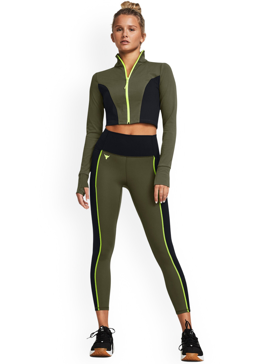 UNDER ARMOUR UA Project Rock Lets Go Women Colorblocked Zip-Up Sporty Jacket