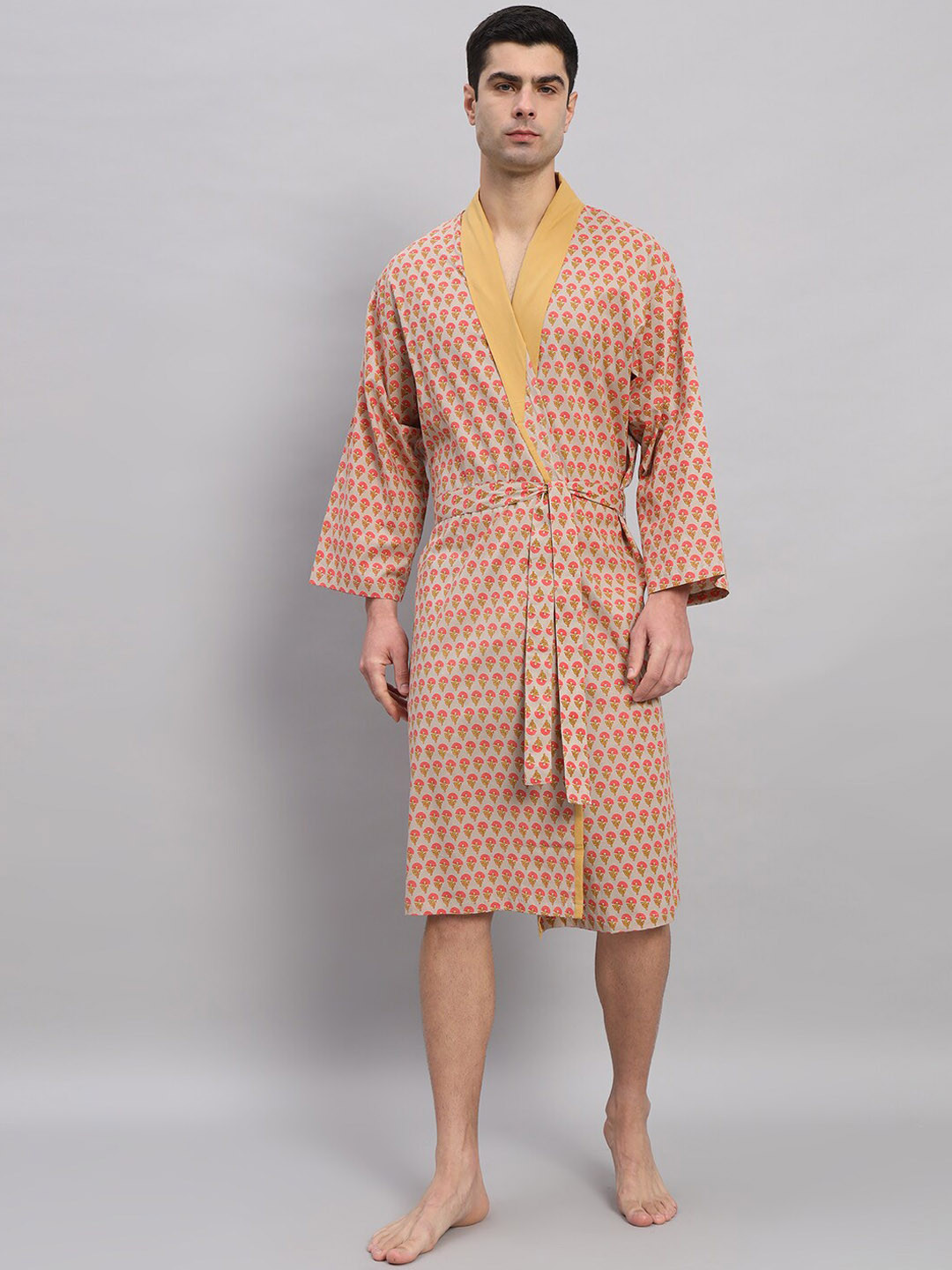 HANDICRAFT PALACE Men Printed Pure Cotton Robe