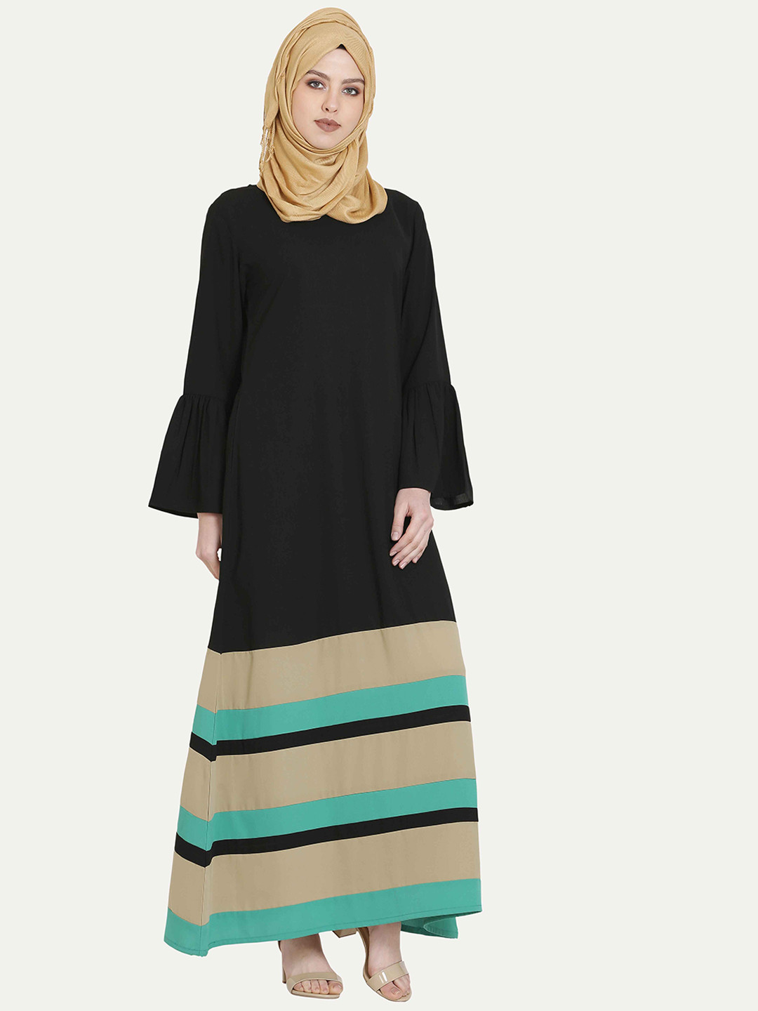 MOMIN LIBAS Striped A-Line Abaya