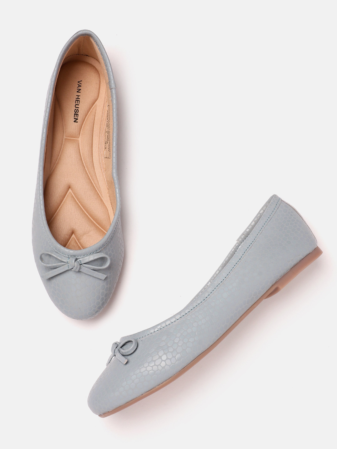 Van Heusen Women Snakeskin Textured Ballerinas with Bows