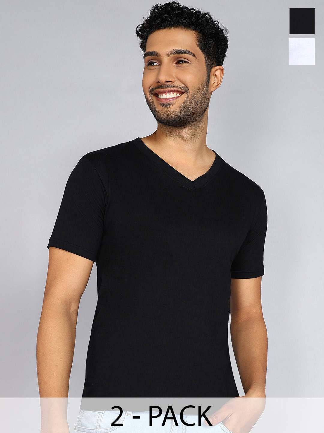 Fleximaa Men 2 V-Neck Pure Cotton Pockets T-shirt