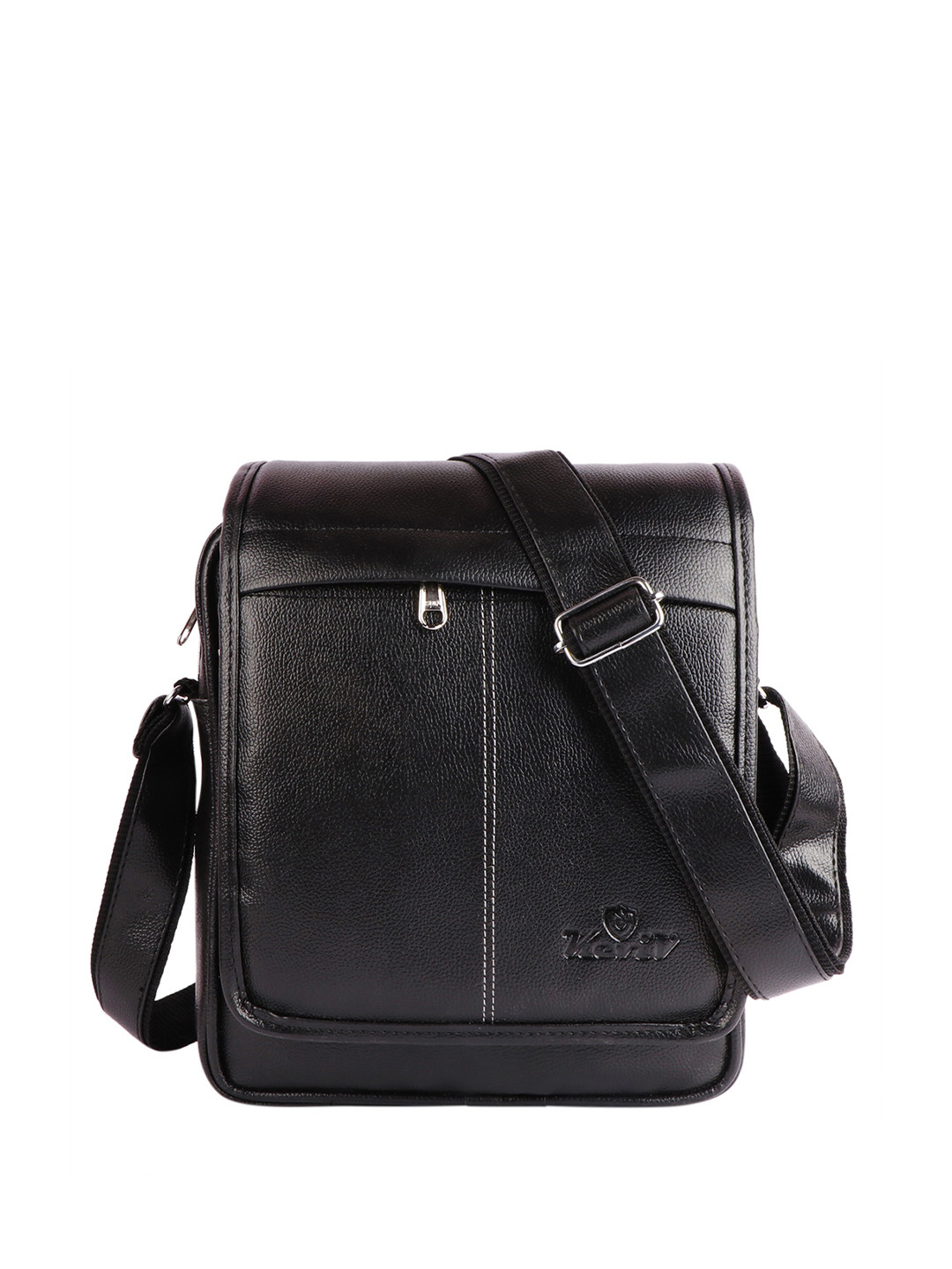 Keviv Black Textured Messenger Bag