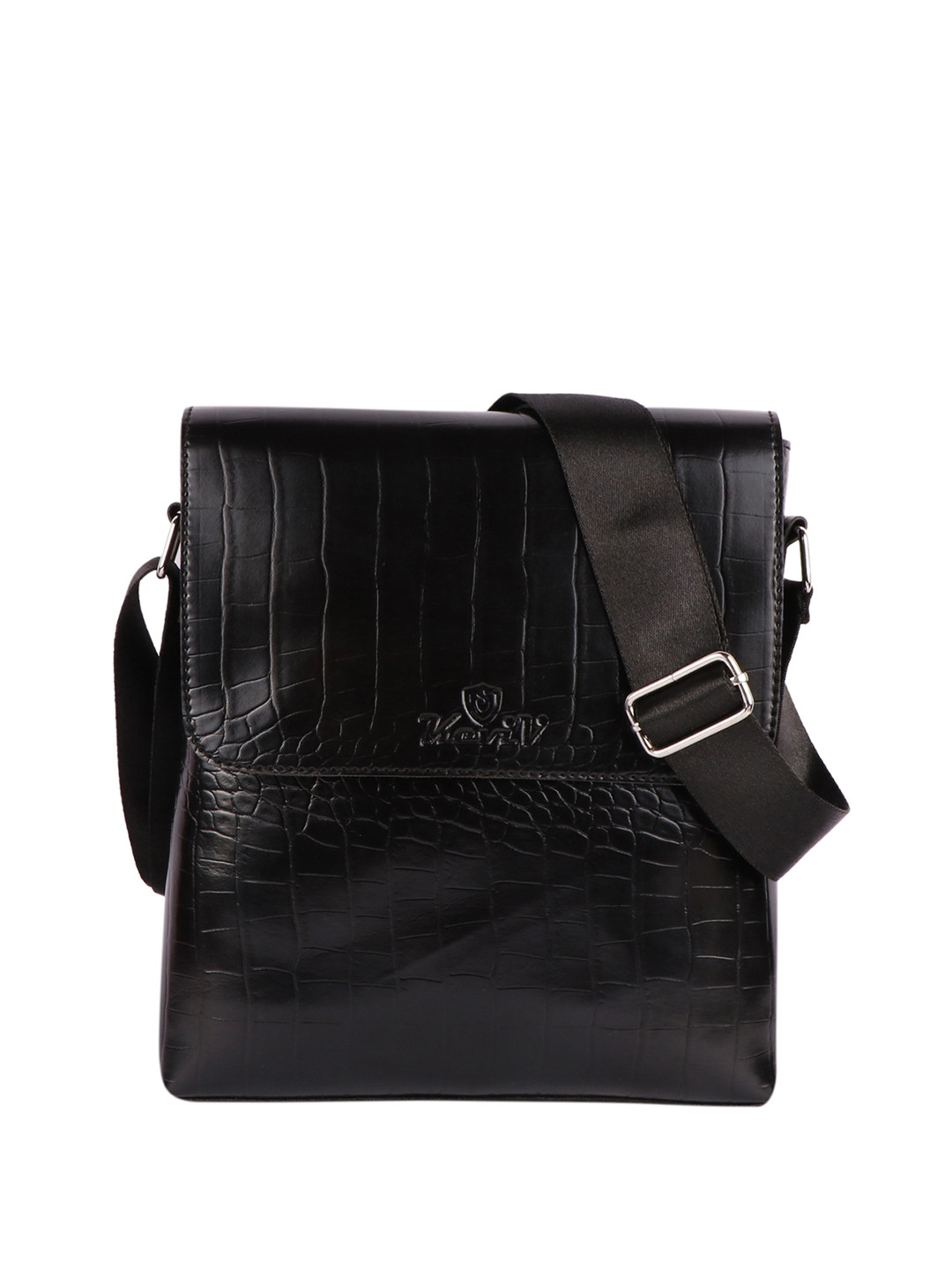 Keviv Black Animal Textured Sling Bag
