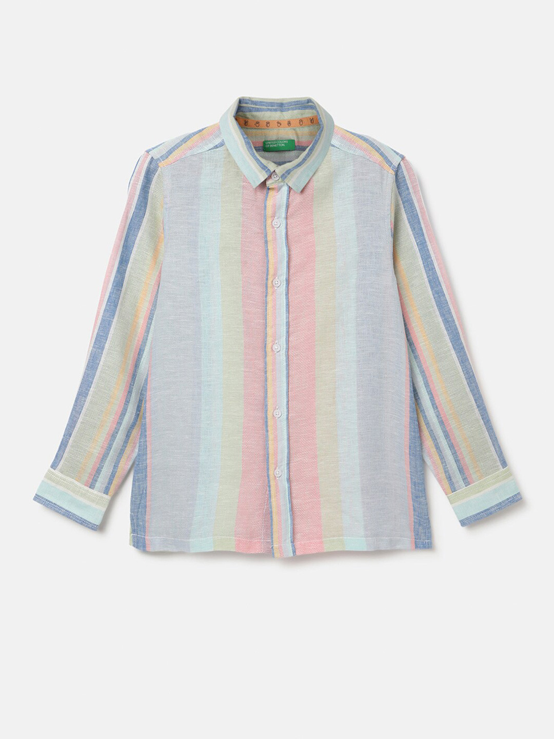 United Colors of Benetton Boys Multi Stripes Opaque Striped Casual Shirt