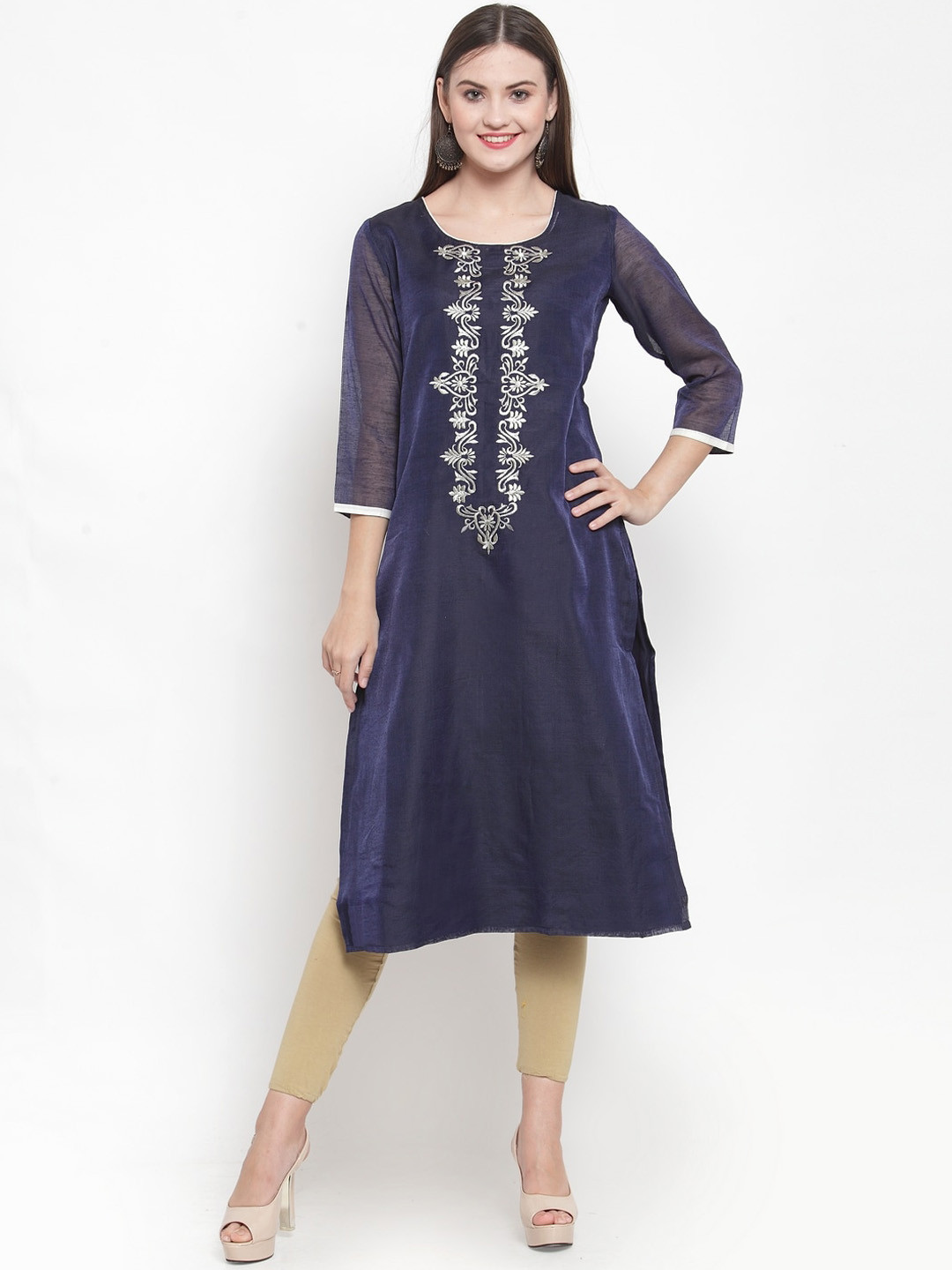 Purple State Women Embroidered Thread Work Kurta
