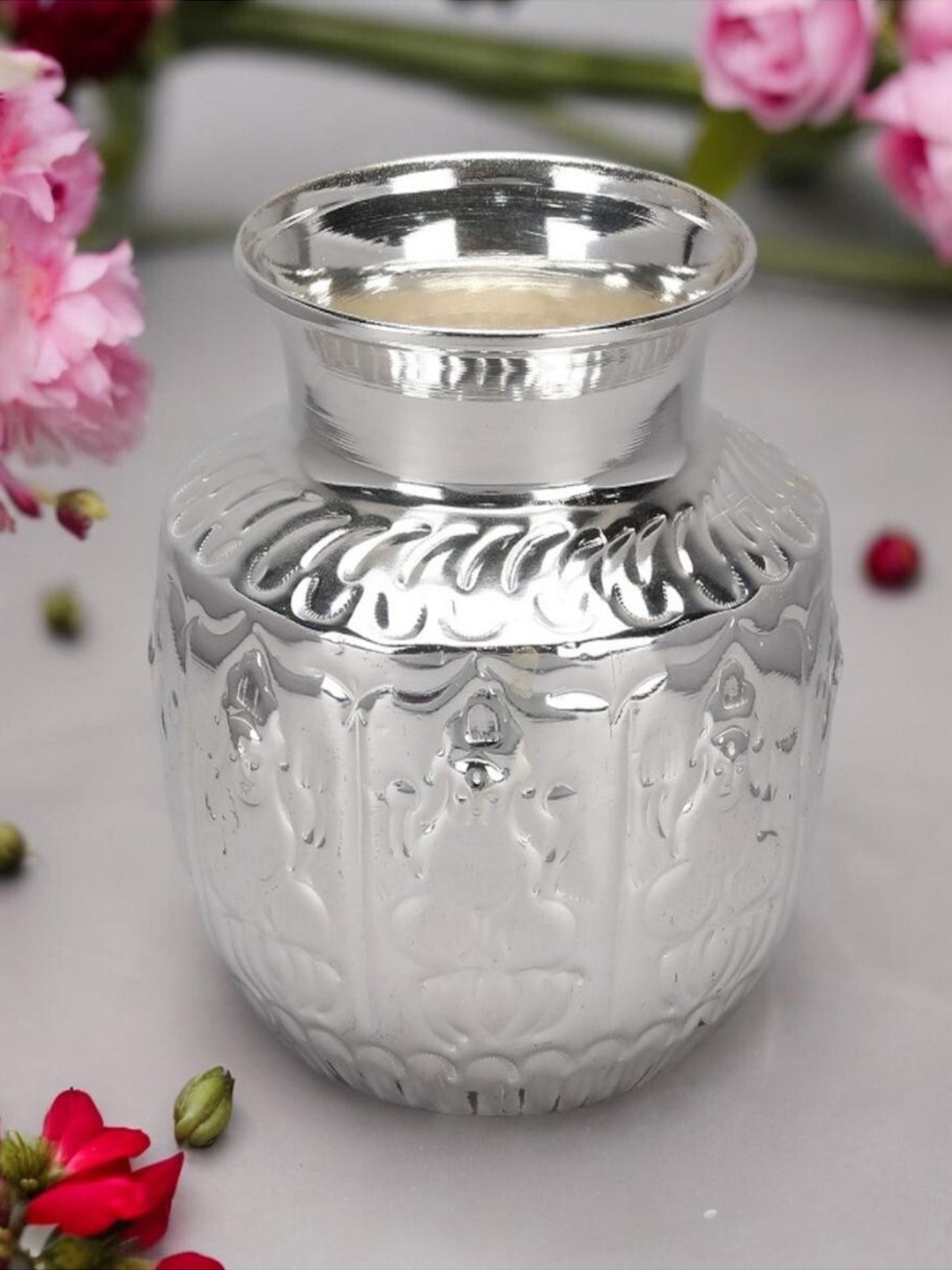 Sigaram Silver Toned Textured Asta Lakshmi Kalash