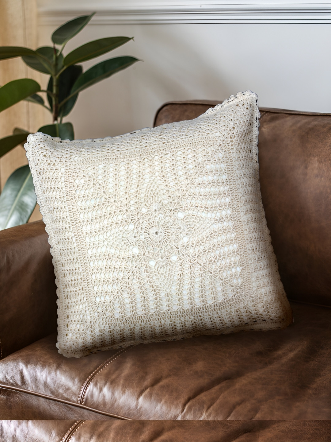 Peepul Tree Off White Floral Square Cushion Covers