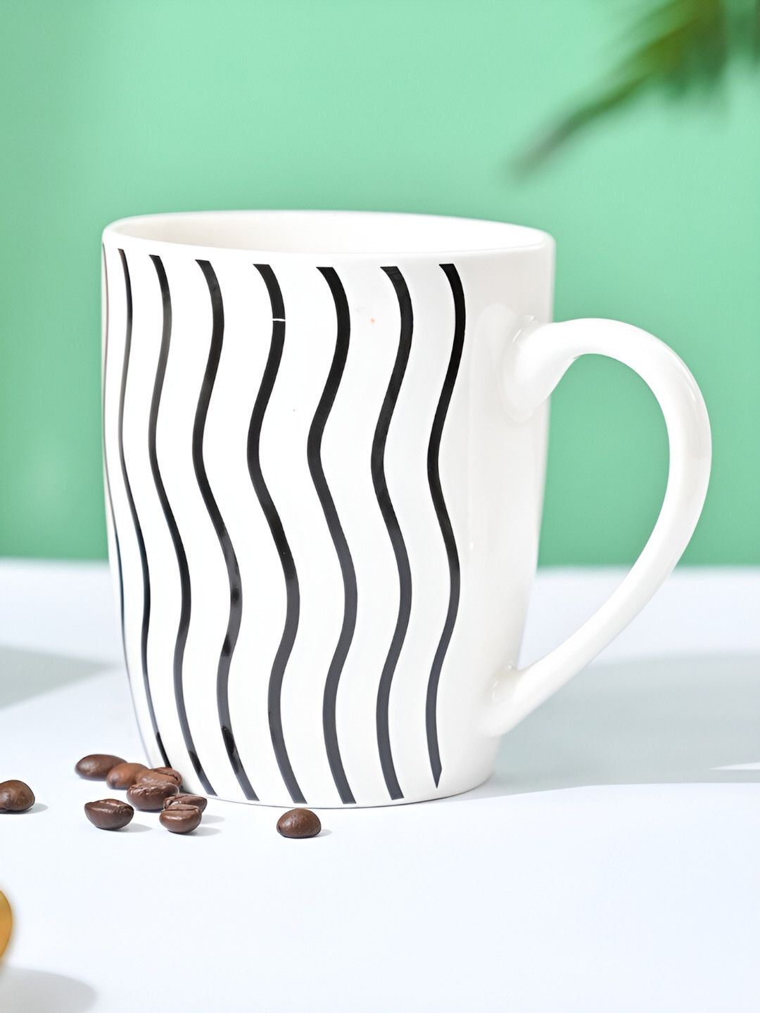 MARKET99 Rishi Name Personalised Black Striped Ceramic Handmade Mug-380ml