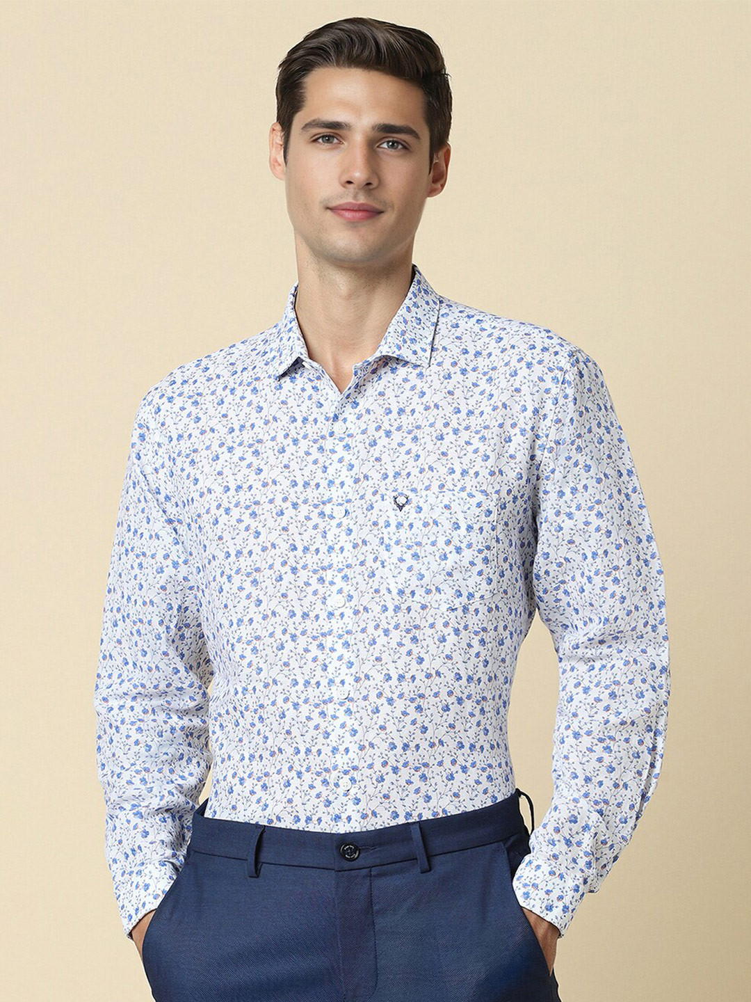 Allen Solly Slim Fit Floral Printed Full Sleeves Formal Shirt