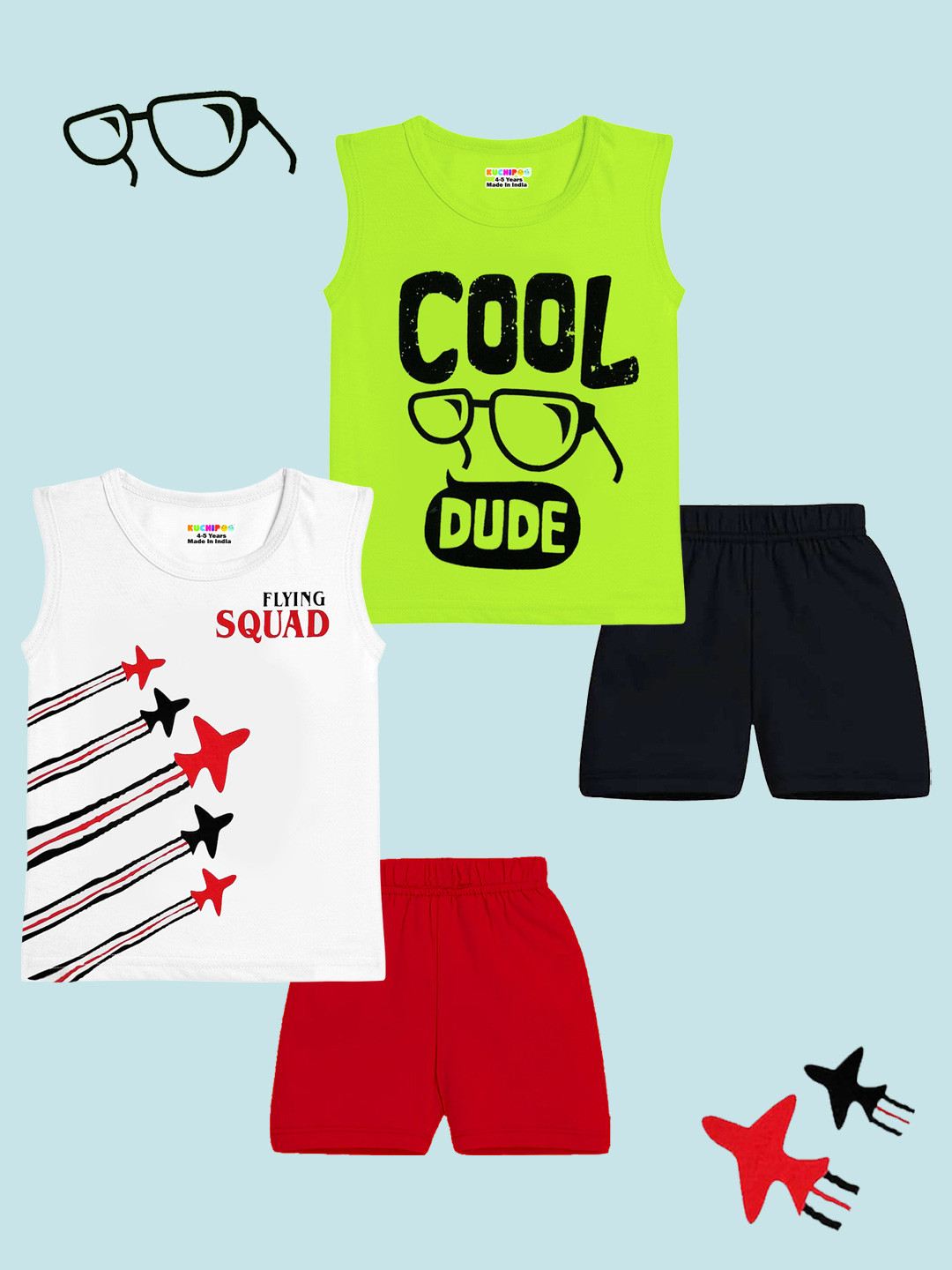 KUCHIPOO Boys Printed T-shirt with Shorts