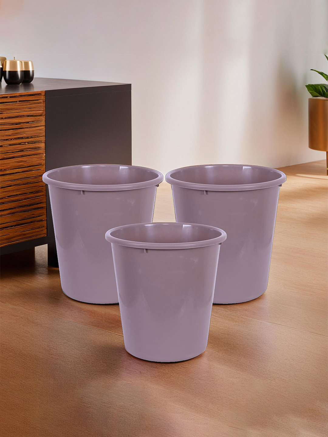 Kuber Industries Purple 3 Pieces  Dustbins 13 l each