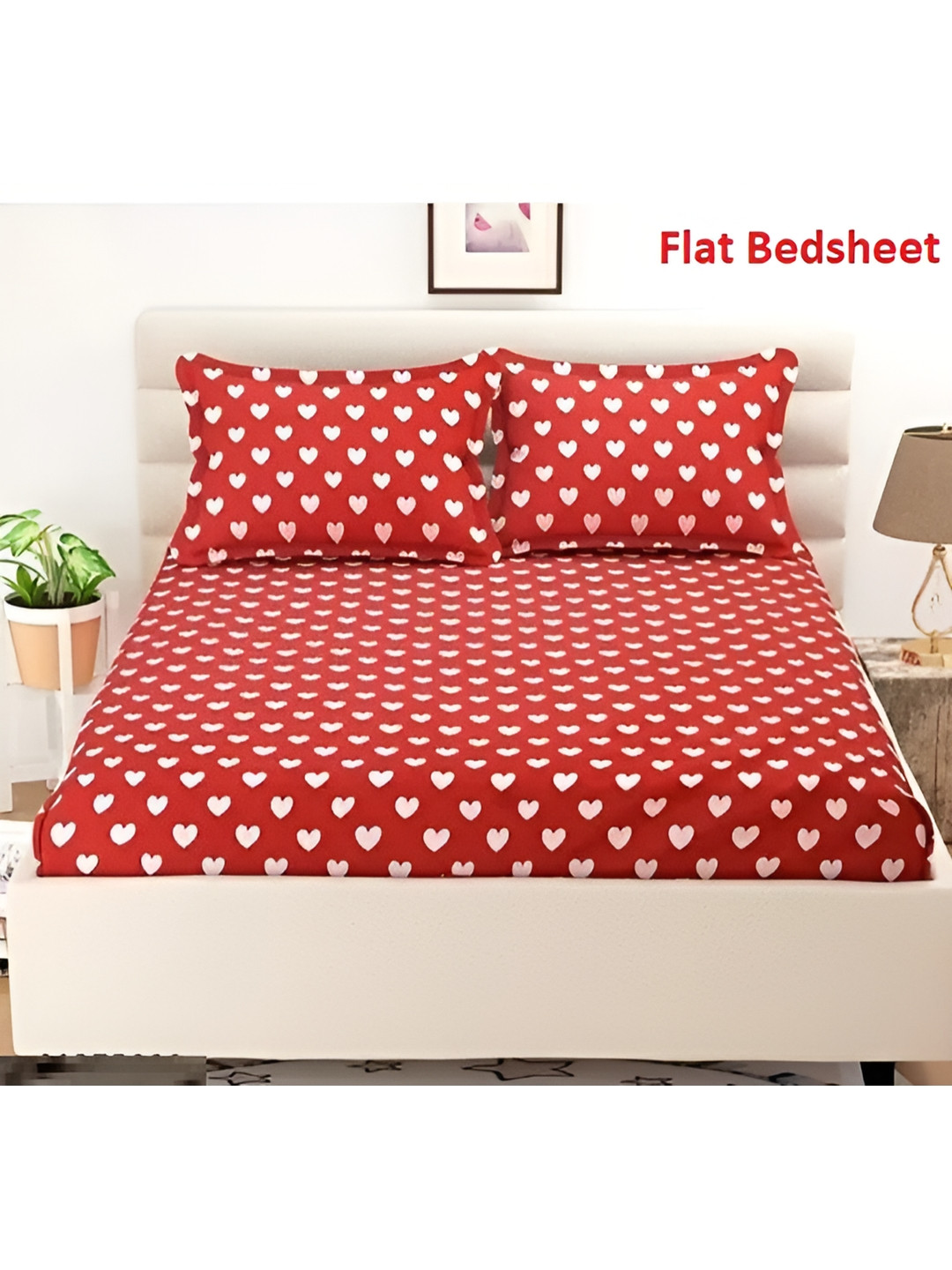 Supreme Home Collective Red Conversational Microfiber 144 TC Queen Bedsheet with 2 Pillow Covers-89 x 79 inches