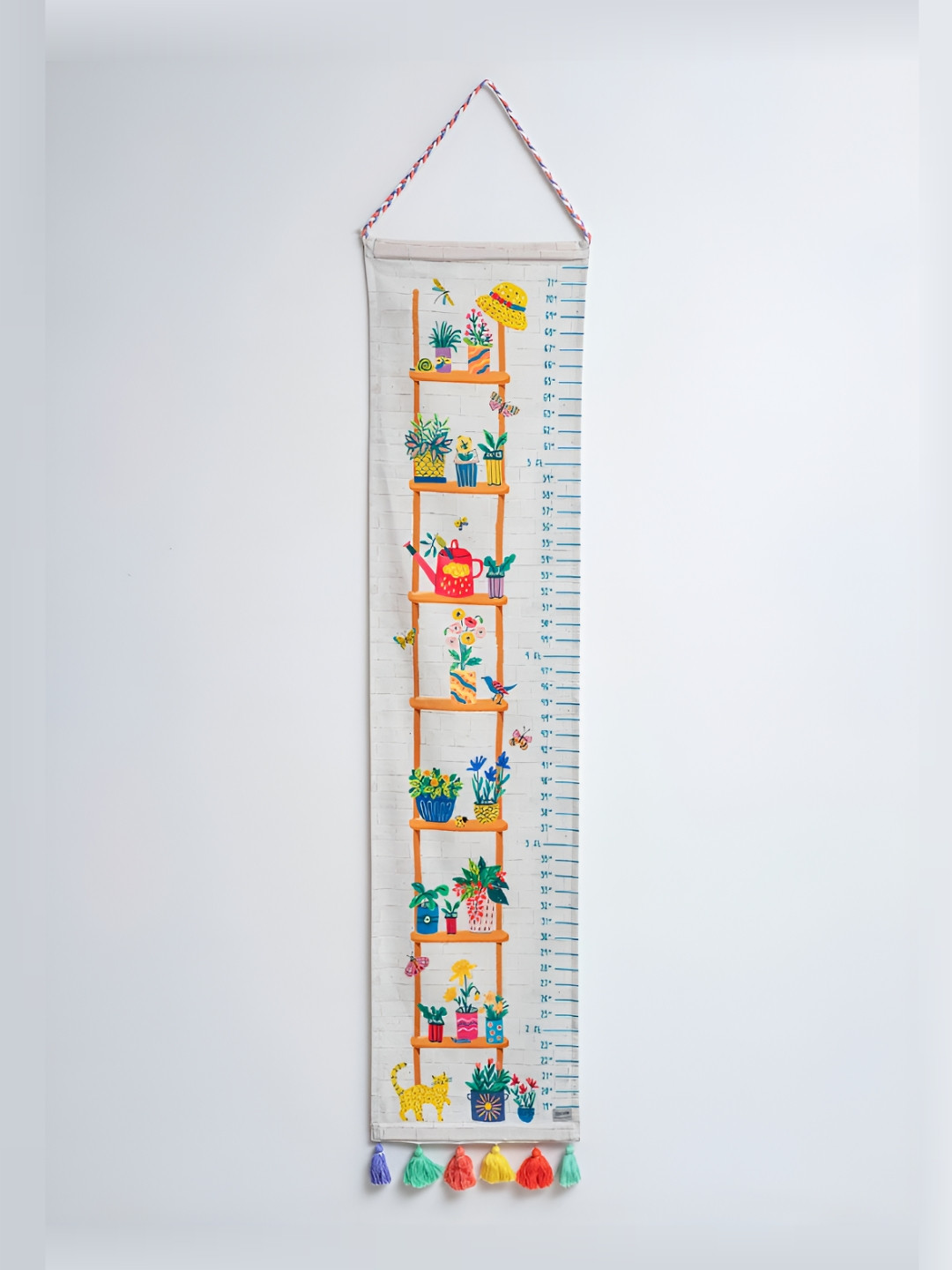 Zookeeper White & Orange Printed Climber Height Chart Hanging Wall Decor