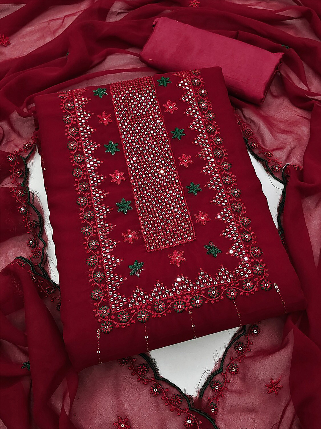 Leeza Store Embroidered Unstitched Dress Material