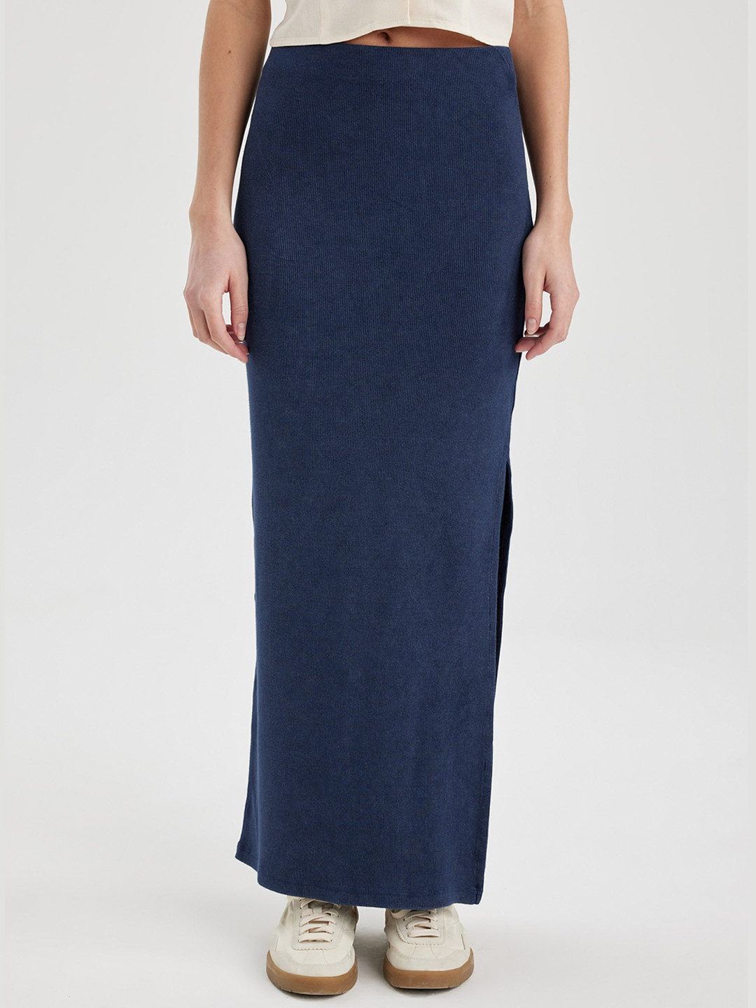 DeFacto Ribbed Straight Maxi Skirt