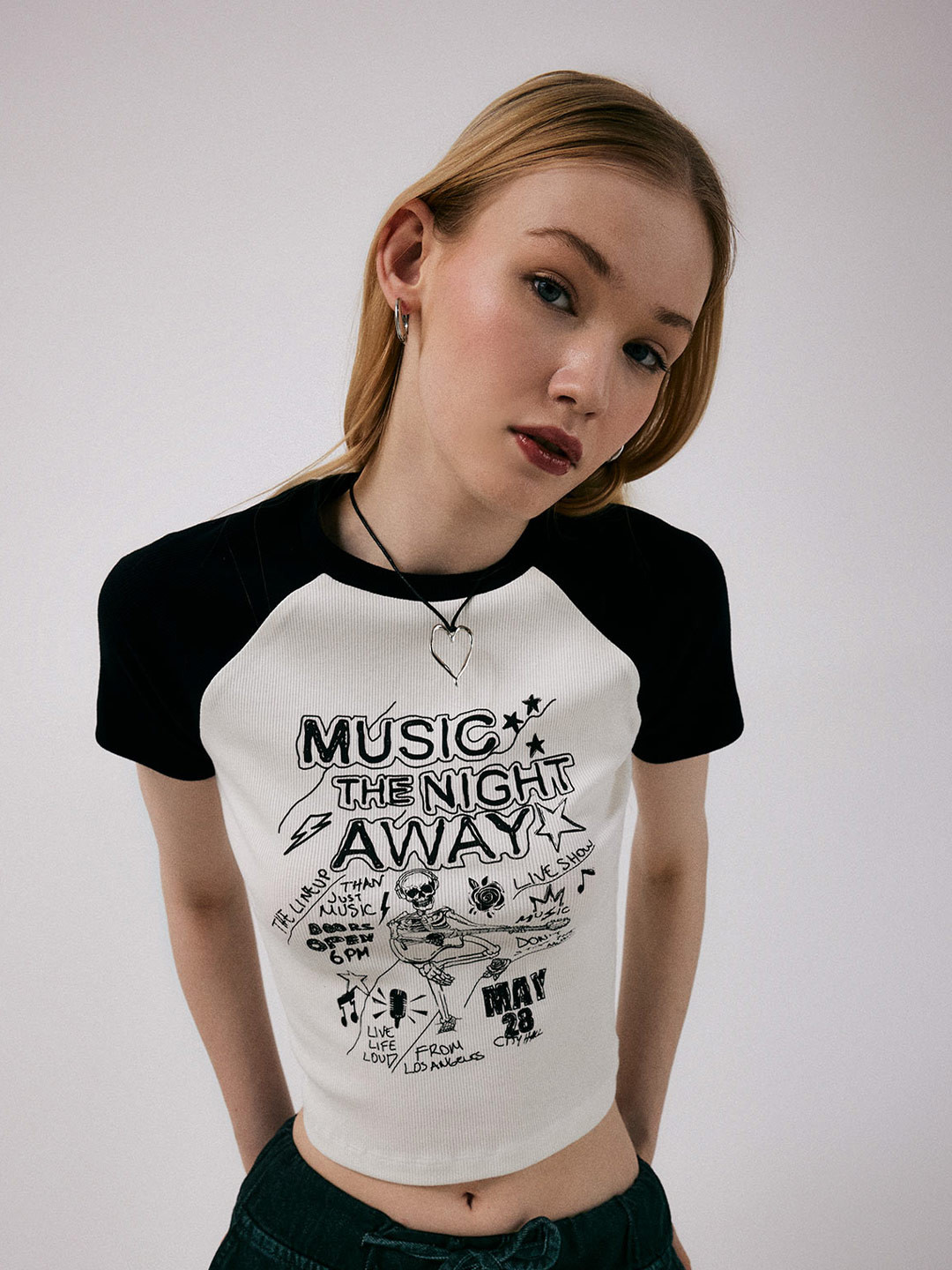 DeFacto Women Printed Raw Edge T-shirt