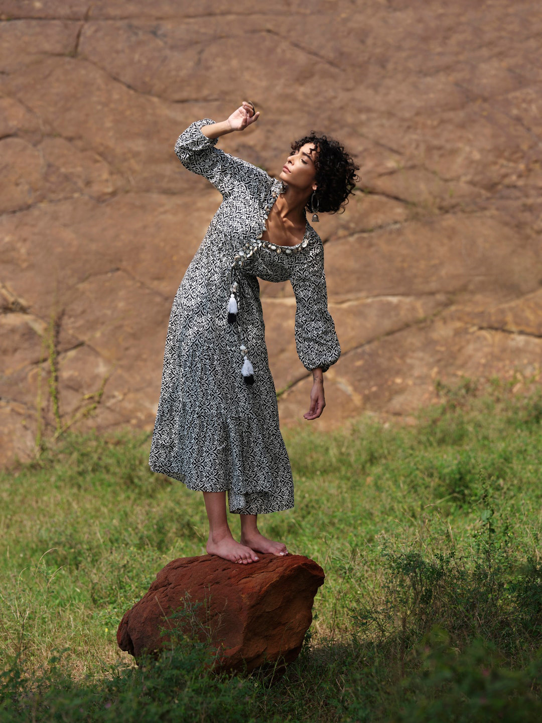 DELAN Striped A-Line Dress