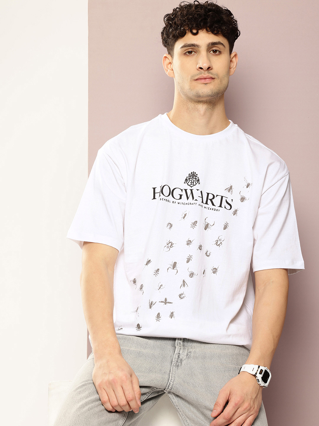 Kook N Keech Harry Potter Printed Drop-Shoulder Sleeves Pure Cotton Oversized T-shirt