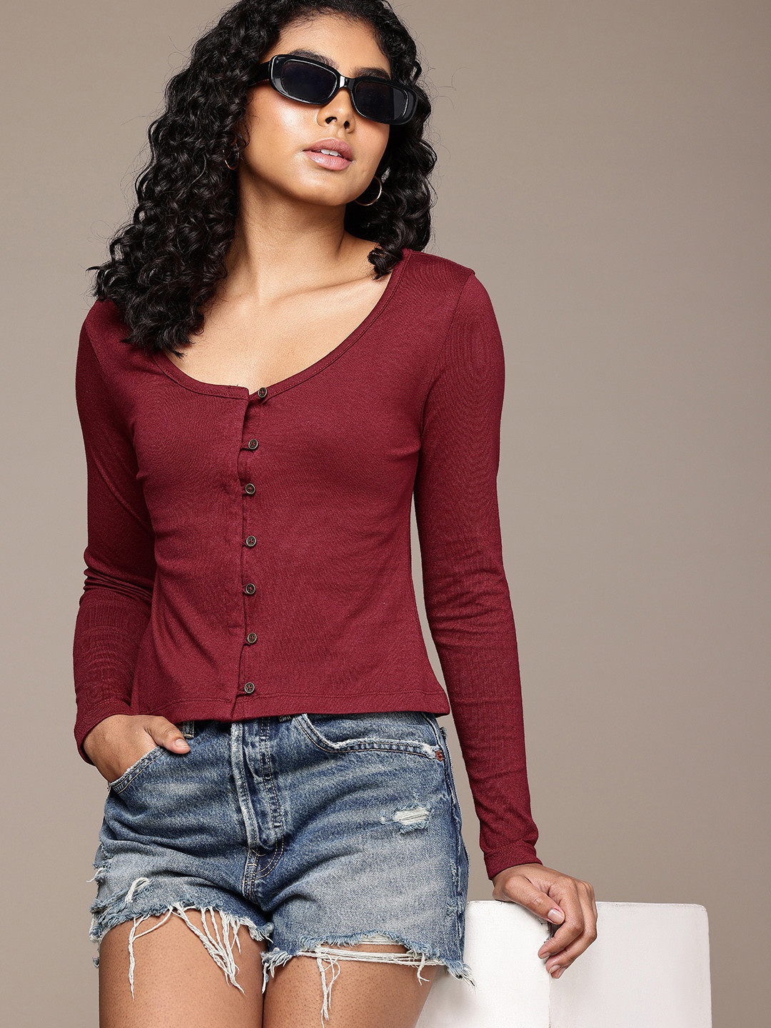 The Roadster Life Co. Scoop Neck Long Sleeves A-Line Top