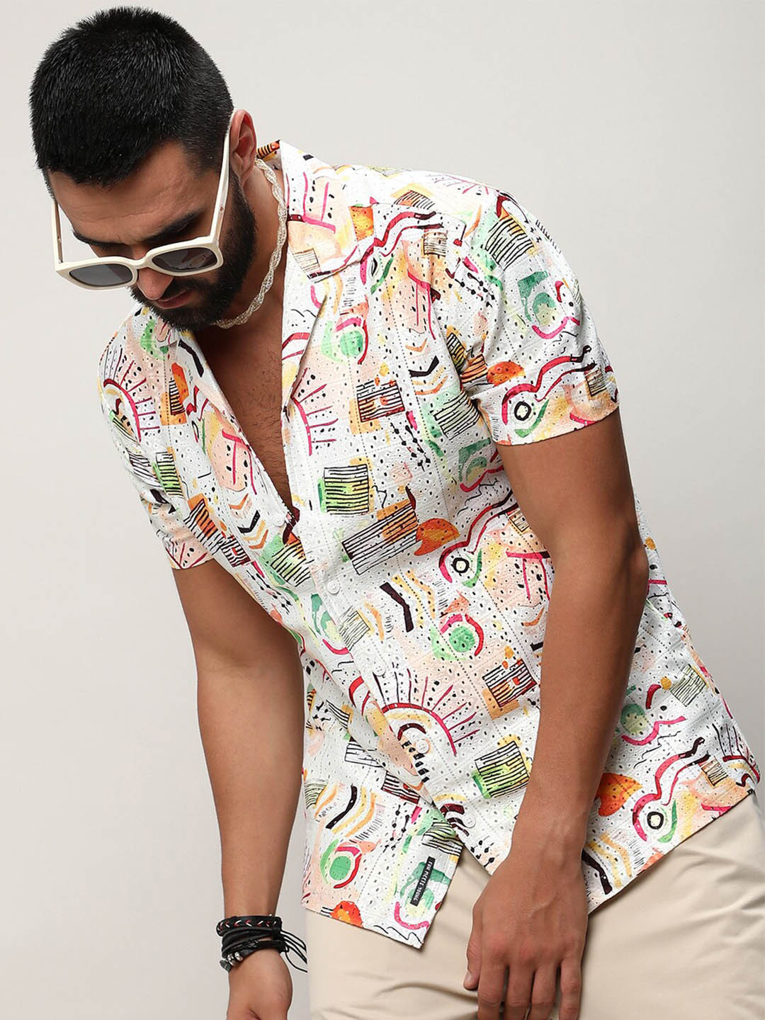 Campus Sutra Mesh Graphic Shirt