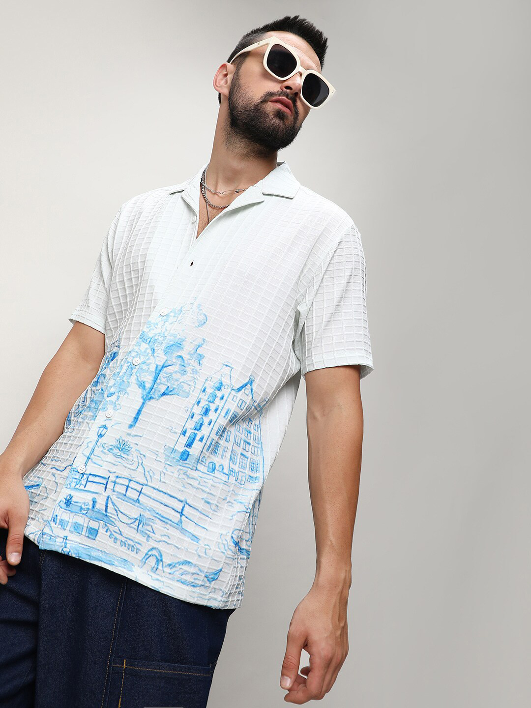 Campus Sutra Landscape Strokes Shirt