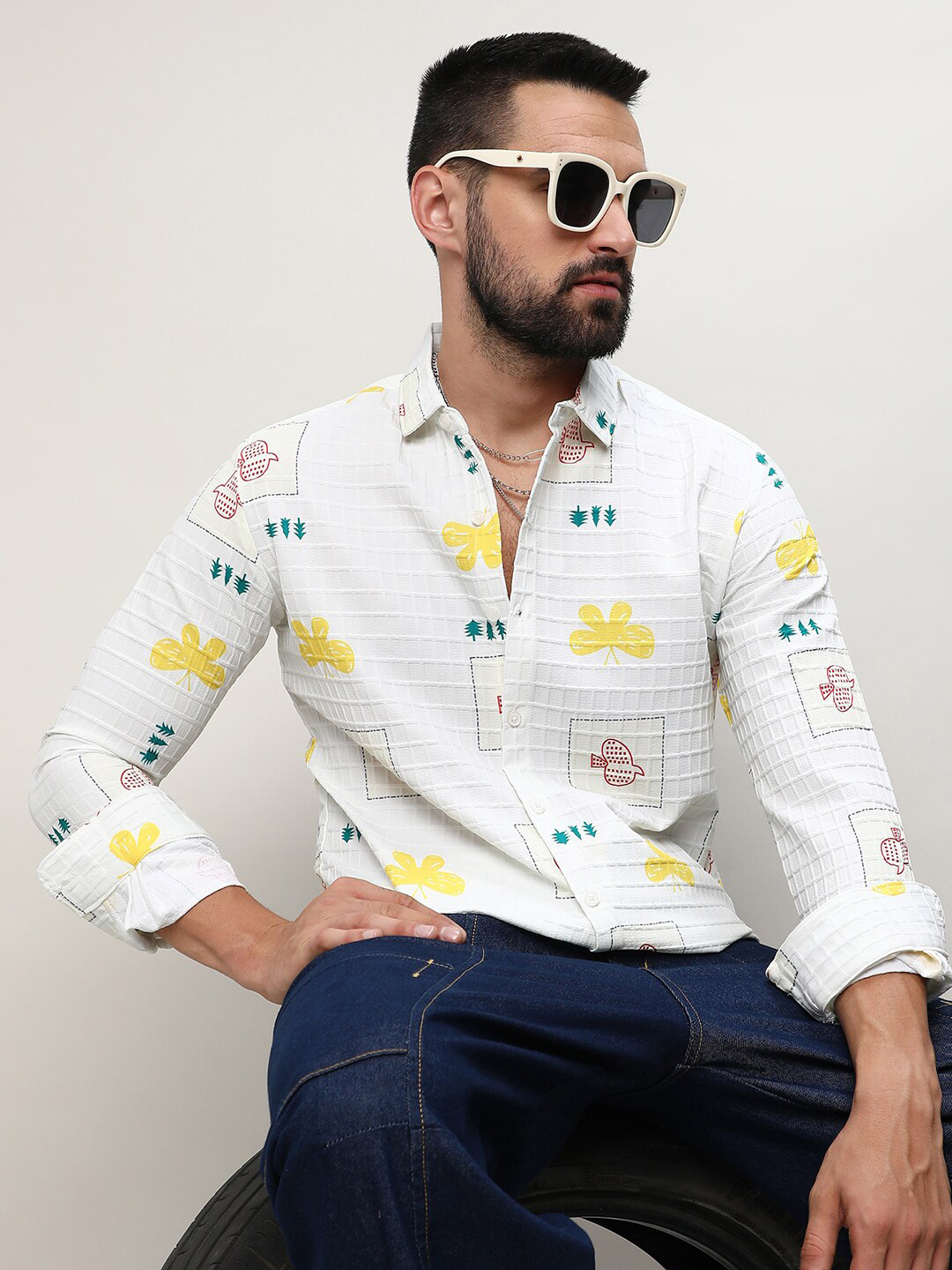 Campus Sutra Butterfly Pine Shirt