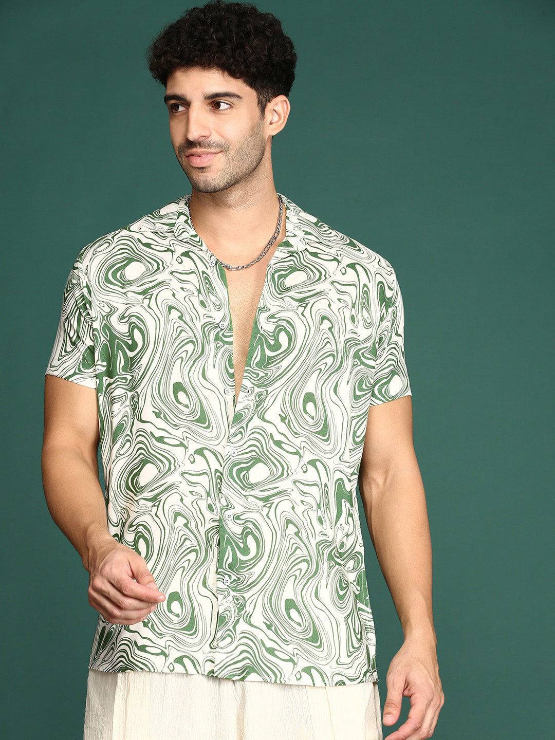Sangria Abstract Printed Half Sleeves Casual Shirt
