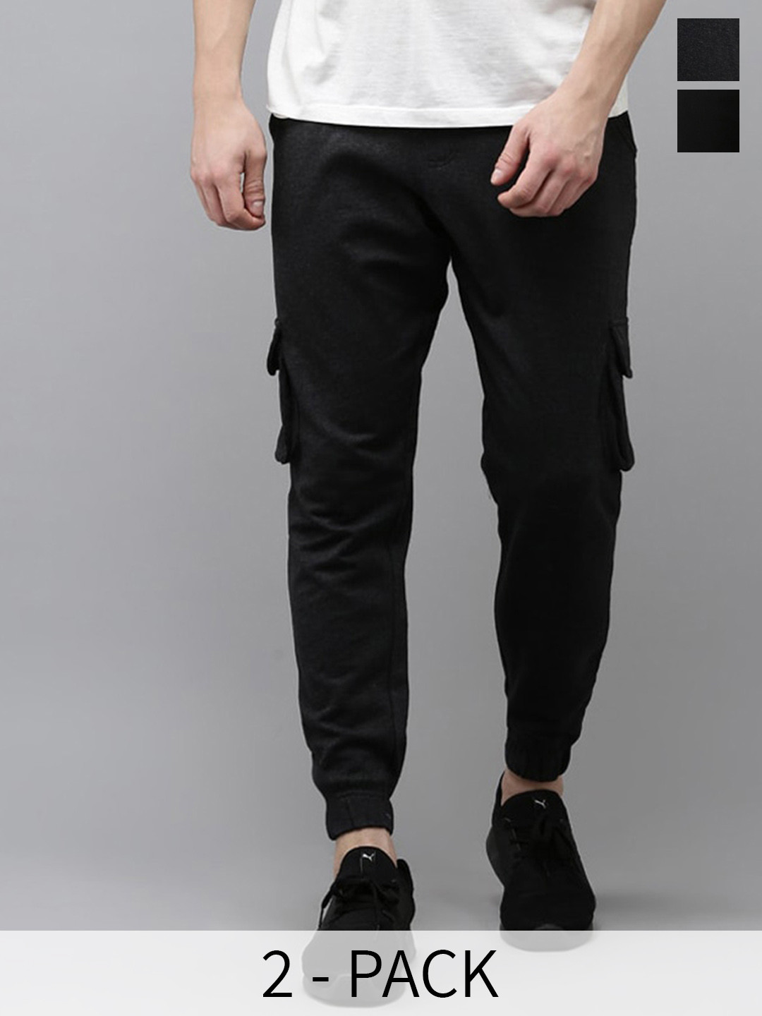 MADSTO Men Pack Of 2 Regular Fit Cotton Joggers