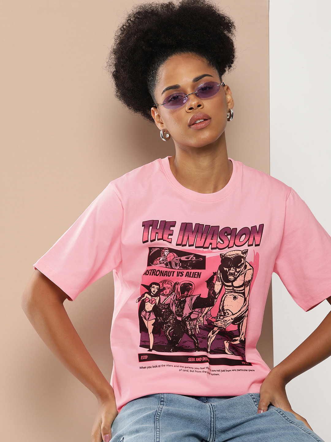 Difference of Opinion Women Graphic Printed Oversized T-shirt
