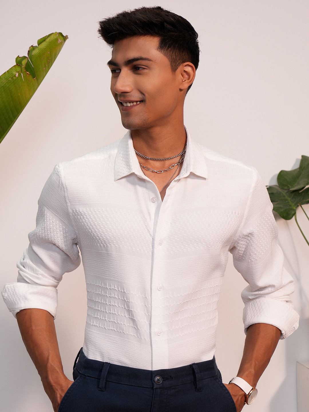 LOCOMOTIVE Luxe Popcorn Textured Party Evening Shirt