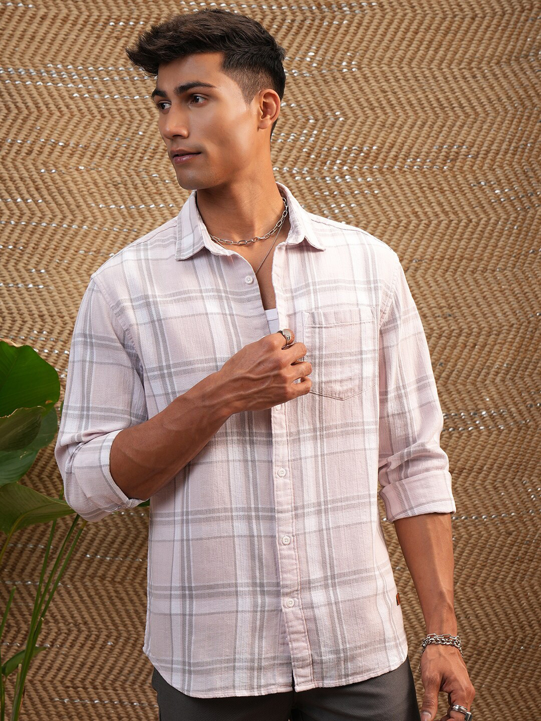 LOCOMOTIVE Premium Mocklino Dobby Textured Stripe Relaxed Shirt