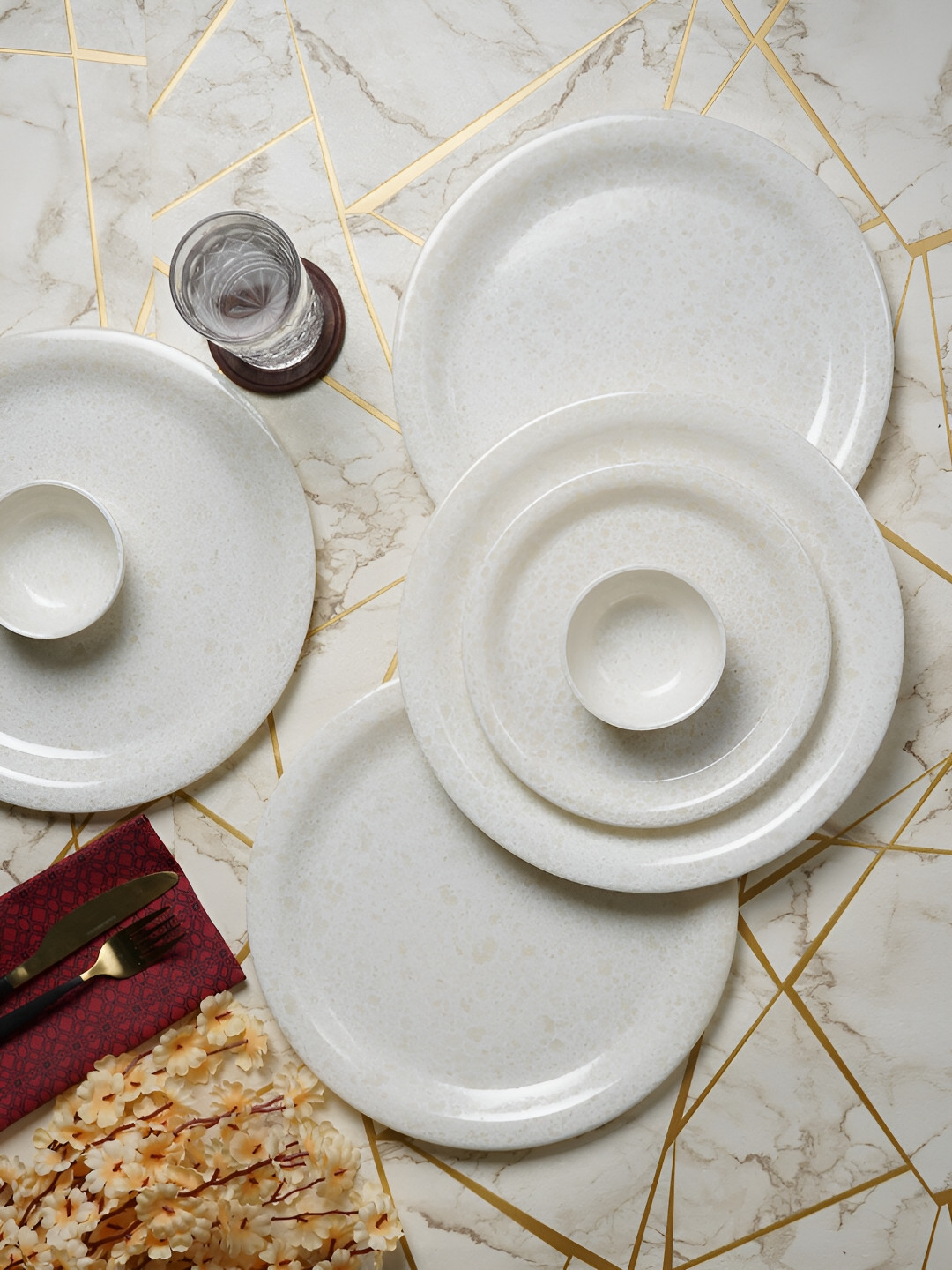 CDI White Marble Melamine Easy to Clean 18 Piece Dinner Set
