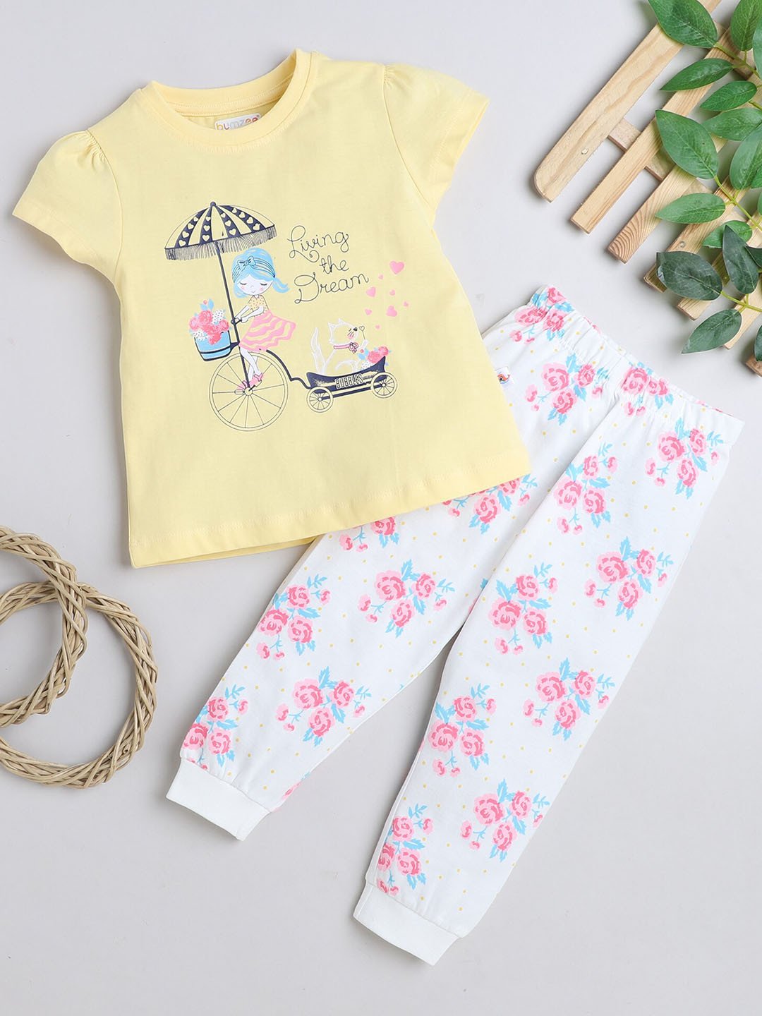 BUMZEE Infant Girls Printed Pure Cotton Night suit