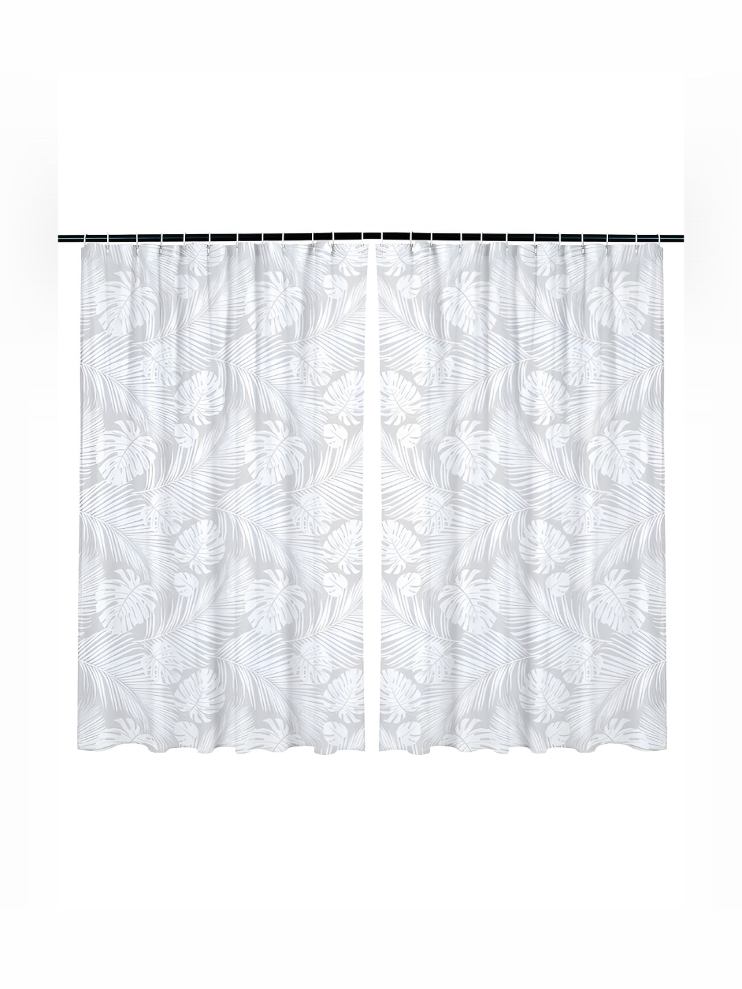 Kuber Industries 2 Pieces White Printed Shower Curtains